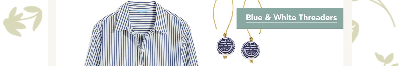 Blue & White Threader Earrings