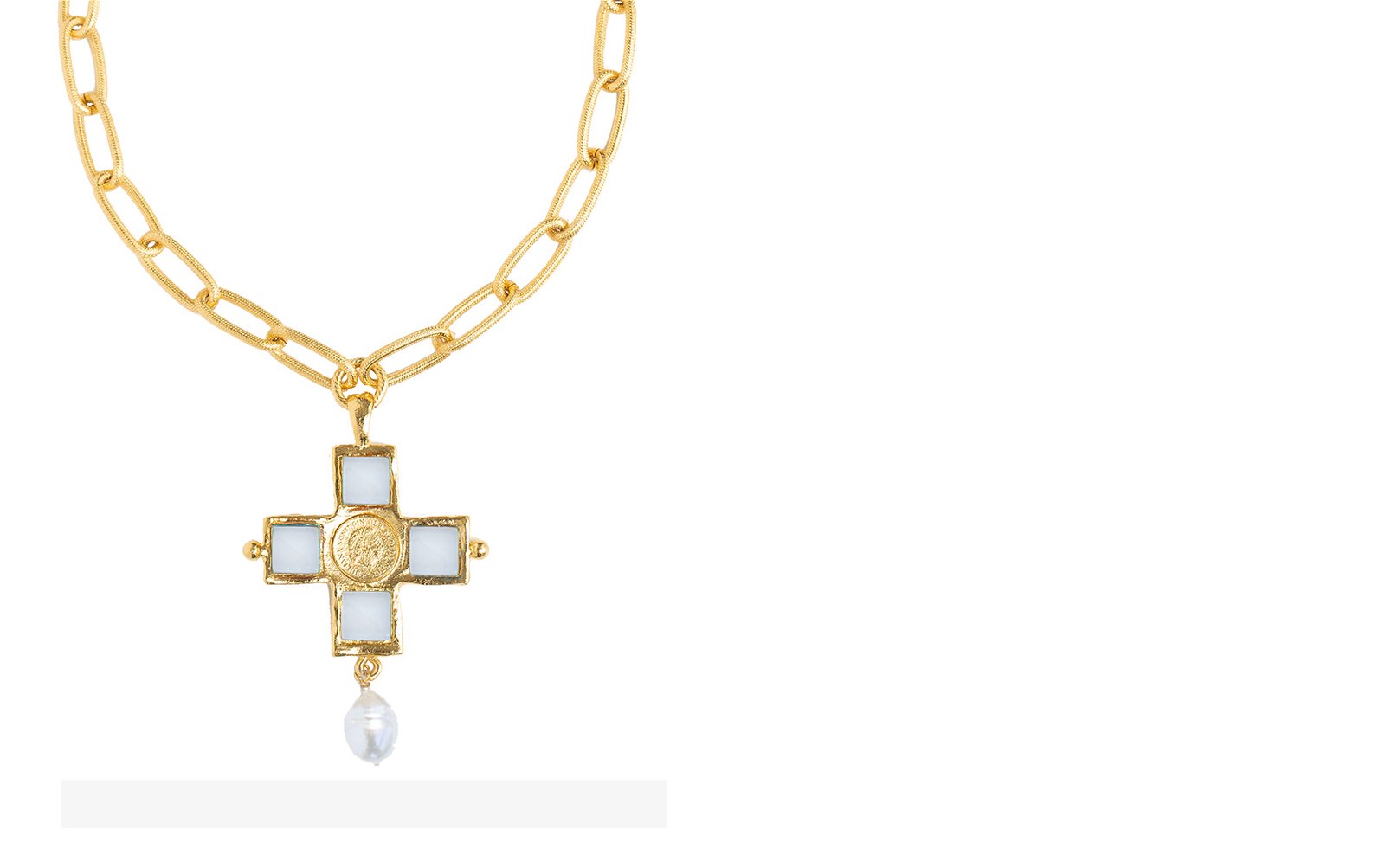 Charlotte Cross Pearl Necklace