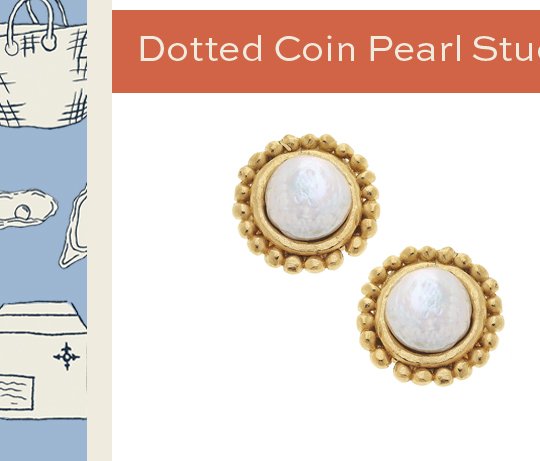 Dotted Coin Pearl Studs