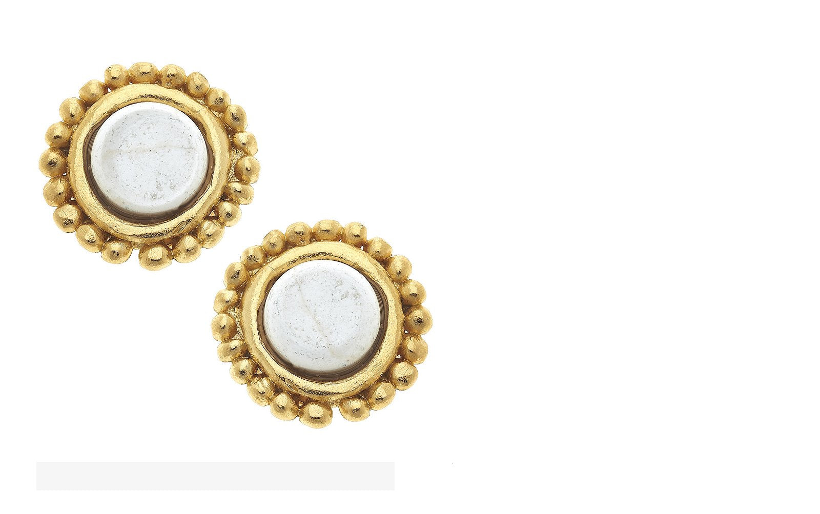 Dotted White Turquoise Studs