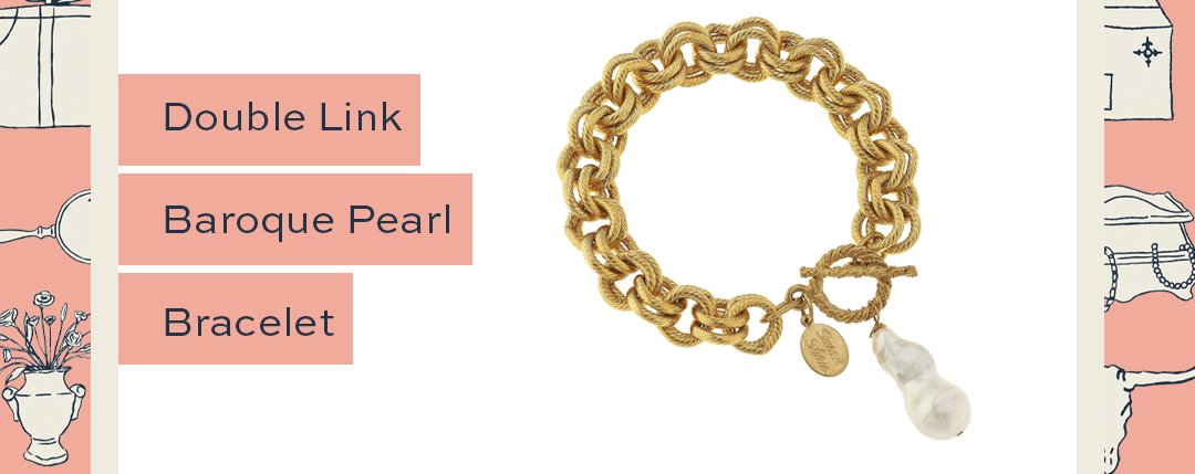 Double Link Baroque Pearl Bracelet