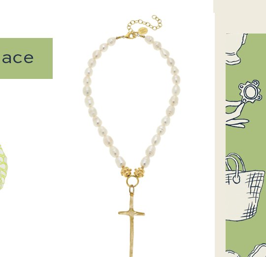 Pearl Tall Cross Necklace