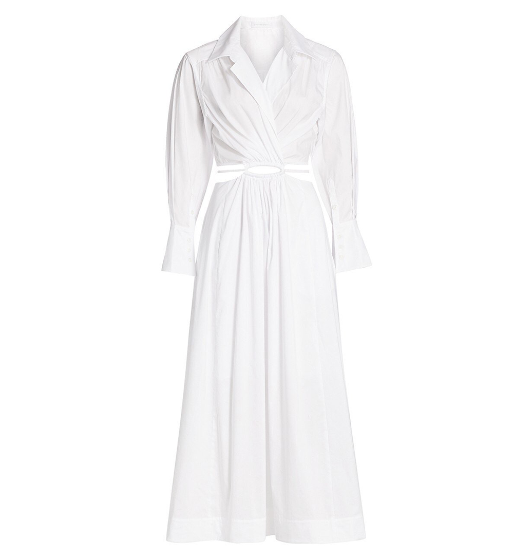 Alex Pleated Poplin Cutout Shirtdress