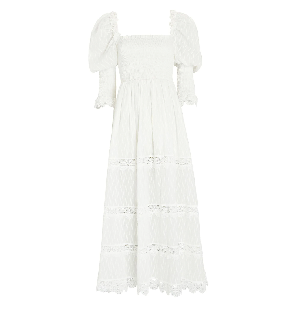 Bianche Smocked Cotton Midi Dress